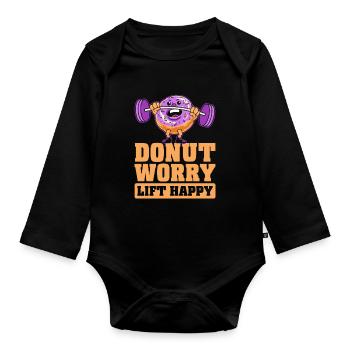 Donut Fitness Funny Donut Gym - Body Bébé bio manches longues - noir - Devant