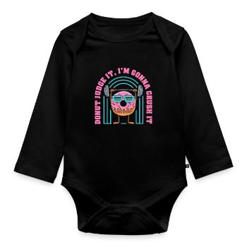 Donut Fitness Funny Donut Gym - Body Bébé bio manches longues - noir - Devant