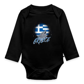 Greece - Organic Longsleeve Baby Bodysuit - black - Front