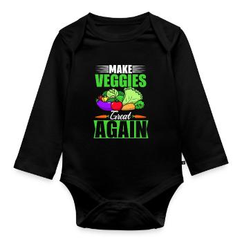 Redonne aux légumes d’excellents légumes - Body Bébé bio manches longues - noir - Devant