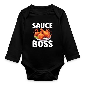 Buffalo Wings Foodie Cuisine Américaine Poulet - Body Bébé bio manches longues - noir - Devant