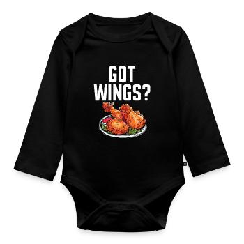 Buffalo Wings Foodie Cuisine Américaine Poulet - Body Bébé bio manches longues - noir - Devant