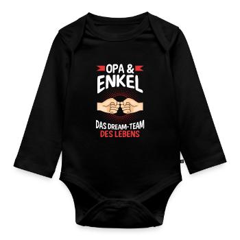 Großvater Opa und Enkel - Baby Bio-Langarm-Body - Schwarz - Vorne