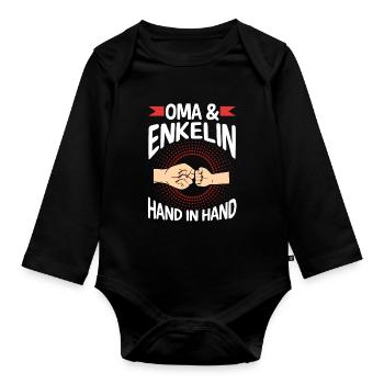 Oma Großmutter und Enkelin - Baby Bio-Langarm-Body - Schwarz - Vorne