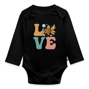 Goldfish Fish Lover Goldfish - Organic Longsleeve Baby Bodysuit - black - Front