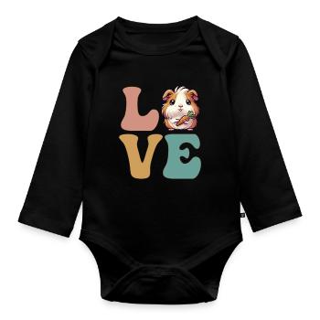 Cochon d’Inde mignon - Body Bébé bio manches longues - noir - Devant