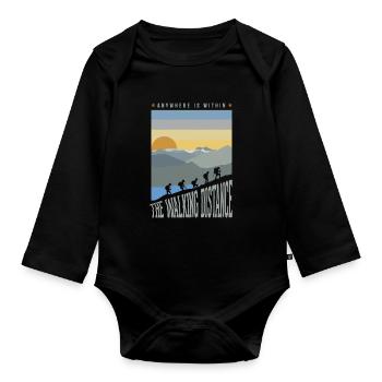 Anywhere is within the walking distance - Organic Longsleeve Baby Bodysuit - black - Front