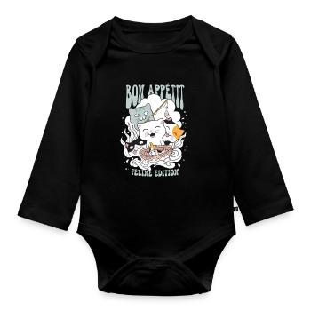 Bon Appetit feline edition - Organic Longsleeve Baby Bodysuit - black - Front