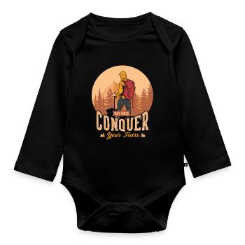 Take hikes conquer your fears - Baby Bio-Langarm-Body - Schwarz - Vorne