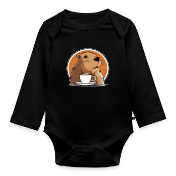 Capybara Capybara Café - Body Bébé bio manches longues - noir - Devant
