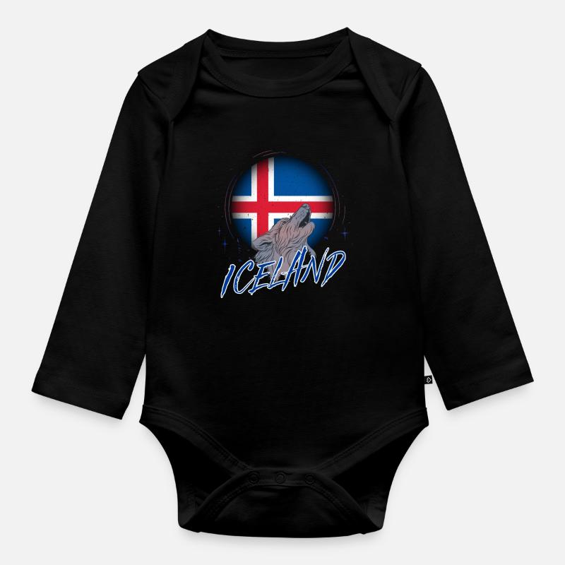 Islande - Body Bébé bio manches longues - noir