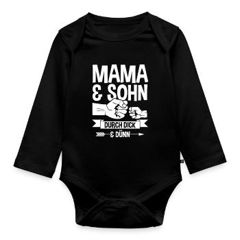 Mutter Muttertag Mama und Sohn - Baby Bio-Langarm-Body - Schwarz - Vorne