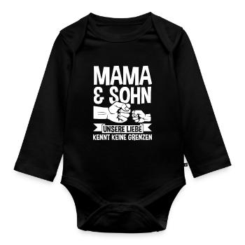 Mutter Muttertag Mama und Sohn - Baby Bio-Langarm-Body - Schwarz - Vorne