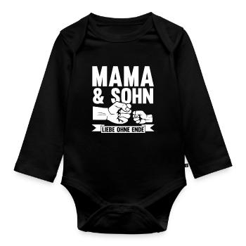 Mutter Muttertag Mama und Sohn - Baby Bio-Langarm-Body - Schwarz - Vorne