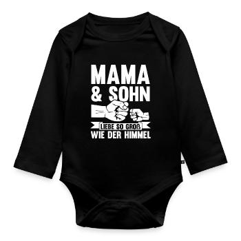 Mutter Muttertag Mama und Sohn - Baby Bio-Langarm-Body - Schwarz - Vorne