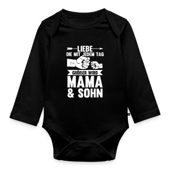 Mutter Muttertag Mama und Sohn - Baby Bio-Langarm-Body - Schwarz - Vorne