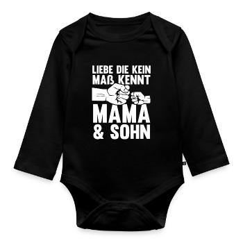 Mutter Muttertag Mama und Sohn - Baby Bio-Langarm-Body - Schwarz - Vorne