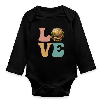 Hamburger Cheeseburger - Baby Bio-Langarm-Body - Schwarz - Vorne