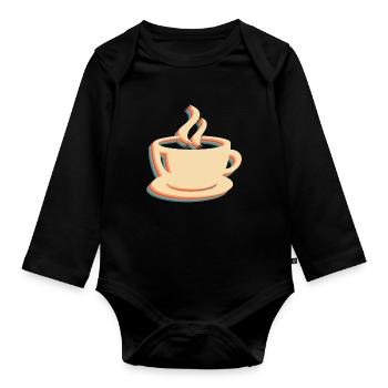 Kaffee Cafe - Baby Bio-Langarm-Body - Schwarz - Vorne