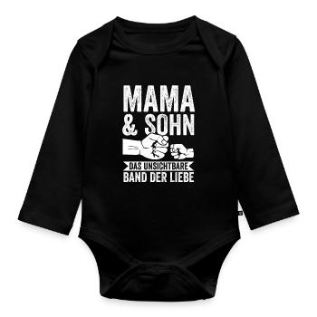Mutter Muttertag Mama und Sohn - Baby Bio-Langarm-Body - Schwarz - Vorne