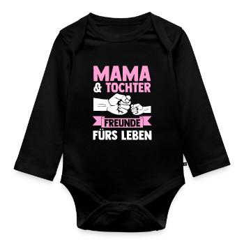 Mutter Muttertag Mama und Tochter - Baby Bio-Langarm-Body - Schwarz - Vorne