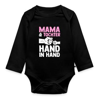 Mutter Muttertag Mama und Tochter - Baby Bio-Langarm-Body - Schwarz - Vorne