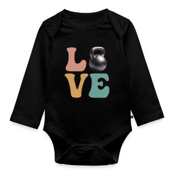 Kettlebell Lifting Gym Workout - Organic Longsleeve Baby Bodysuit - black - Front