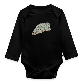 Maiasaura Art Illustration Vintage Style - Organic Longsleeve Baby Bodysuit - black - Front