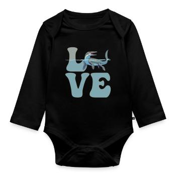 Mosasaurus Dinosaurier - Baby Bio-Langarm-Body - Schwarz - Vorne