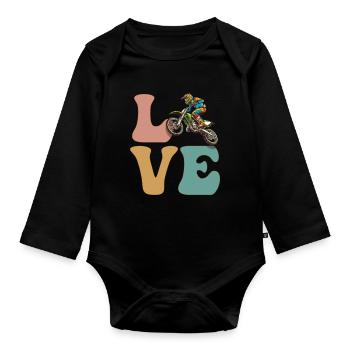Motocross Dirt Bike Racing - Organic Longsleeve Baby Bodysuit - black - Front
