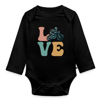 Motorradfahren Motorradfahrer Motorradskelett - Baby Bio-Langarm-Body - Schwarz - Vorne