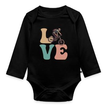 Mountain Biking MTB Biker - Organic Longsleeve Baby Bodysuit - black - Front