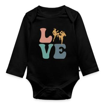 Muay Thai Boxen Kampfsport - Baby Bio-Langarm-Body - Schwarz - Vorne