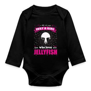 Juste une fille qui aime la tenue de méduse - Body Bébé bio manches longues - noir - Devant