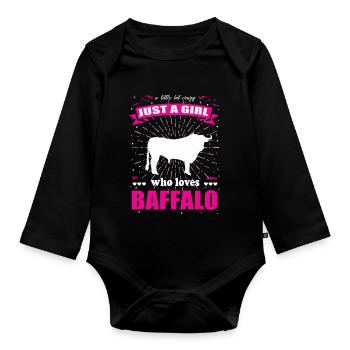Just a Girl who loves Büffel Outfit - Baby Bio-Langarm-Body - Schwarz - Vorne