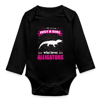 Just a Girl who loves Alligatoren Outfit - Baby Bio-Langarm-Body - Schwarz - Vorne