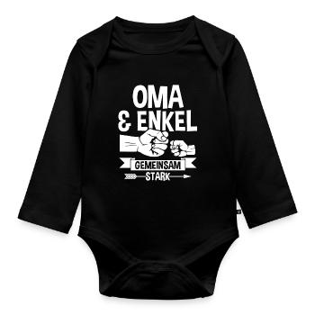 Oma Großmutter und Enkel - Baby Bio-Langarm-Body - Schwarz - Vorne