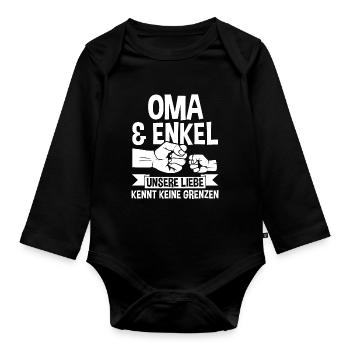 Oma Großmutter und Enkel - Baby Bio-Langarm-Body - Schwarz - Vorne
