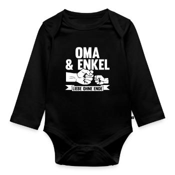Oma Großmutter und Enkel - Baby Bio-Langarm-Body - Schwarz - Vorne