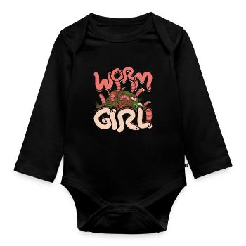 Wurmzucht Wurmzüchter Vermikultur Worm Girl - Baby Bio-Langarm-Body - Schwarz - Vorne