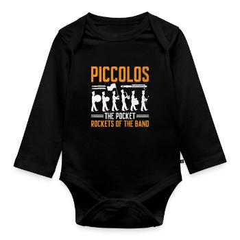 Marching Band Sayings Funny Marching Instruments - Organic Longsleeve Baby Bodysuit - black - Front