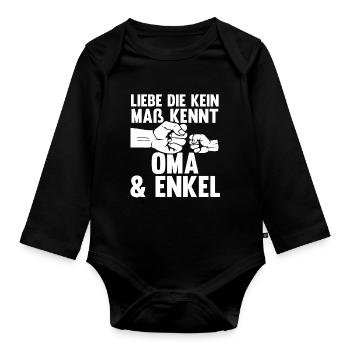 Oma Großmutter und Enkel - Baby Bio-Langarm-Body - Schwarz - Vorne