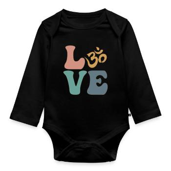 Om Symbole Méditation Bouddhisme Bouddhiste - Body Bébé bio manches longues - noir - Devant