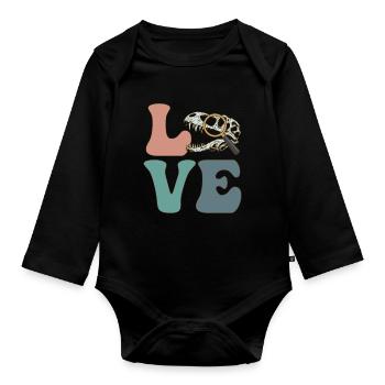 Paläontologe Paläontologie Fossil Dinosaurier - Baby Bio-Langarm-Body - Schwarz - Vorne