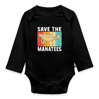 Save the manatees Aquatic animals Manatees - Organic Longsleeve Baby Bodysuit - black - Front