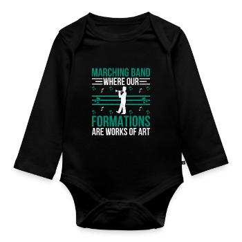 Marching Band Sayings Funny Marching Instruments - Organic Longsleeve Baby Bodysuit - black - Front