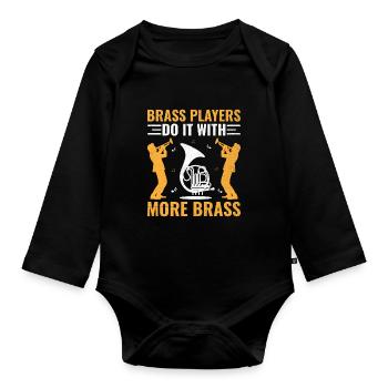 Marching Band Sayings Funny Marching Instruments - Organic Longsleeve Baby Bodysuit - black - Front