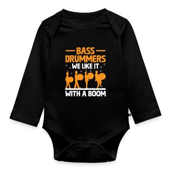 Marching Band Sayings Funny Marching Instruments - Organic Longsleeve Baby Bodysuit - black - Front