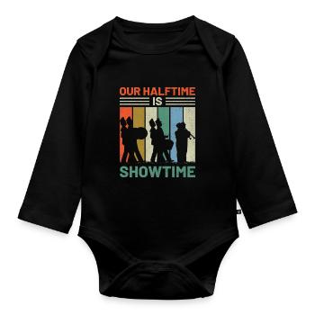 Marching Band Sayings Funny Marching Instruments - Organic Longsleeve Baby Bodysuit - black - Front