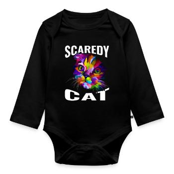 Scared Cat - Organic Longsleeve Baby Bodysuit - black - Front